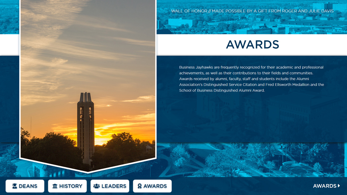 The Wall of Honor awards page