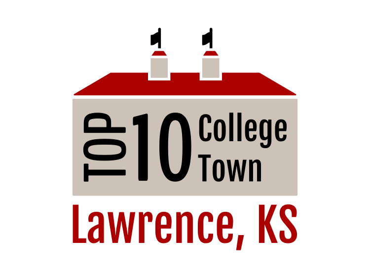 Graphic: Top 10 college town (Lawrence, KS).